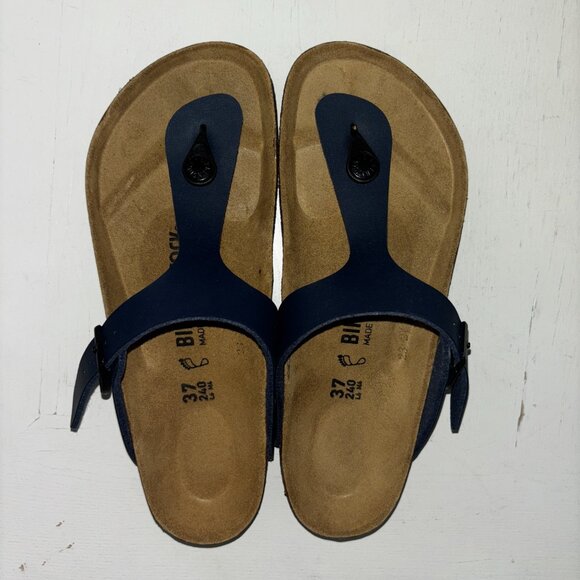 NEW | BIRKENSTOCK Gizeh Navy Blue Leather Regular Width EU 37 - Picture 6 of 6